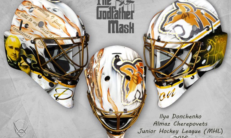 Аэрография «The GodFather Mask» на вратарском шлеме