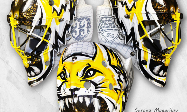 Аэрография "The Team's Mascot"на вратарском шлеме